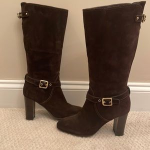 Gorgeous chocolate brown suede Coach mid-calf boots!